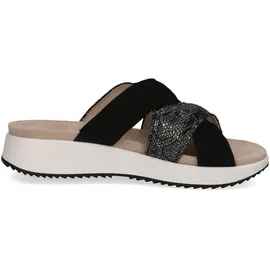 CAPRICE Damen Pantoletten aus Leder Glitzer, Schwarz (Black Comb), 41 EU, - 41 EU
