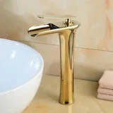 Wasserhahn für Badezimmerwaschbecken, 360 ° drehbar, mehrfarbig, Einzelgriff, Einloch, geeignet für Stromkabel, Wasserhahn, Küche, Waschbecken, Gold