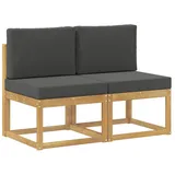 vidaXL 2 Stück Outdoor Mittelsofa Massivholz Akazie Weiß