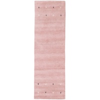 carpetfine Wollteppich Gabbeh Uni Läufer Rosa 60x180 cm | Moderner Teppich für Wohn- und Schlafzimmer