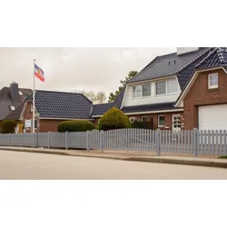 Kunststoff Zaun Sylt 180 x 100 cm - Lattenzaun aus Kunststoff, Grau - Vorgartenzaun – Gartenzaun für Grundstück & Vorgarten