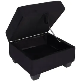 Mendler Sofa HWC-H47 mit Ottomane, Couch Sofa Gästebett, Schlaffunktion Stauraum 217x145cm ~ Samt schwarz