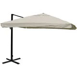 MCW Ampelschirm A96 3x3m Alu Flap Creme-Grau ohne Ständer Drehbar