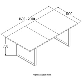 Home Deluxe Esstisch Eckig Ausziehbar AVENCIA inkl. U-Fuß - 160 x 100 cm - versch. Ausführungen | Dark Oak