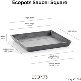 Ecopots Untersetzer 28 x 28 x 3 cm Grau