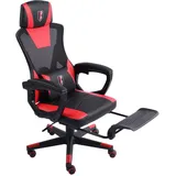 Trisens Gaming Stuhl im modernen Racing-Design mit einklappbarer Fußstütze - Gaming Chair mit flexiblen Armlehnen - ergonomischer Gaming Schreibtischstuhl mit extra Stützkissen