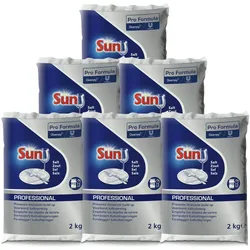 Pro Formula Sun Professional Salz, Regeneriersalz grobkörnig für die Wasserenthärtung in der Spülmaschine, 6 x 2kg Beutel