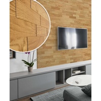 wodewa 200 Wandverkleidung Holz 3D Eiche Natur geölt 1m2 Wandpaneele Moderne Wanddekoration Holzverkleidung Holzwand für Wohnzimmer, Küche, Schlafzimmer