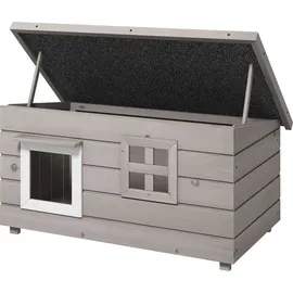 PawHut Katzenhaus Katzenhütte mit Asphaltdach 1 Stück Grau/Weiß/Schwarz