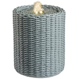MARELIDA Brunnen Zimmerbrunnen beleuchtet Innen Tischbrunnen Rattan Korb 20cm grün