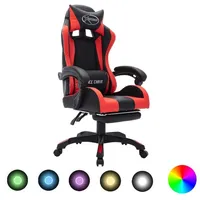 VidaXL Gaming Chair mit RGB LED-Leuchten mit Fußablage rot/schwarz