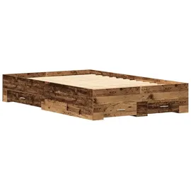 vidaXL Bettgestell mit Schubladen Altholz 120 x 190 cm Holzwerkstoff vidaXL