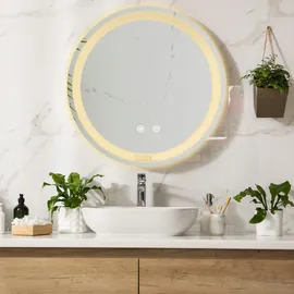 pro.tec LED-Badspiegel Maratea Ø80cm Silber - Silber