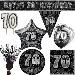 70. Geburtstag Geburtstagsdeko Partyset Mann Frau Party Deko Set Geburtstag schwarz silber