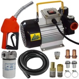 AMUR Dieselpumpe Ölpumpe Biodiesel Heizölpumpe Selbstansaugend Standard-4 Elektrische 230V Dieselpumpe Leistungsstarker Motor Kompletes Set mit Gummi-Schlauch und Automatik-Zapfpistole, Diesel-Filter