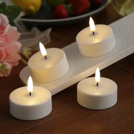 uYuni LED Maxi Teelichter 4 St. weiß