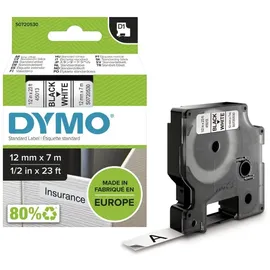 Dymo D1 schwarz auf transparent 1,2cm x 7m (S0720500)