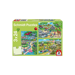 Schmidt Spiele Puzzle Kinderpuzzleset 3 x 24 Teile, Ein Tag im Zoo, Puzzleteile