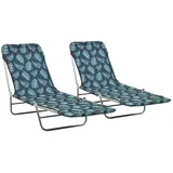 2er Set Gartenliege Strandliege Klappbare Sonnenliege Campingliege Stoff Blatt