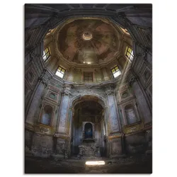 Wandbild ARTLAND "Lost Place - marode Kirche - verlassen", grau (farbe bild(er): grau), B:60cm H:80cm T:1,8cm, Canvas, Leinwand, Bilder, als Leinwandbild, Poster in verschied. Größen