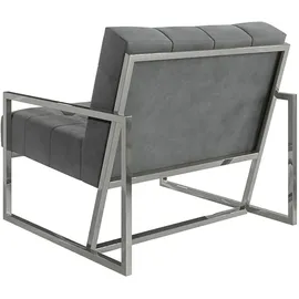 s-style möbel Loungesessel Tampa Samtstoff 84 x 81 x 89 cm Grau/Silber