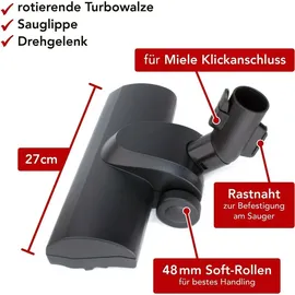 Maxorado Turbodüse passend für Miele Staubsauger S4 S5 S6 S7 S8 STB305-3 Turbobürste C1 C2 C3