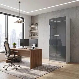 Vladon Logan Aktenschrank 82 x 185 x 37 cm grau