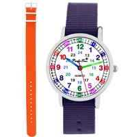 Kinder Armbanduhr Mädchen Jungen Einschulung Lernuhr Kinderuhr 2 Armband violett + orange