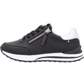 rieker sport Plateausneaker RIEKER SPORT, Damen, Gr. 43, schwarz-weiß (schwarz, weiß), Leder, Lederimitat, kontrastfarbene Details, sportlich, Schuhe, Freizeitschuh, Halbschuh, Schürschuh in schmaler Form, Topseller