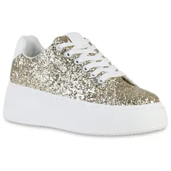 Damen Plateau Sneaker in Gold