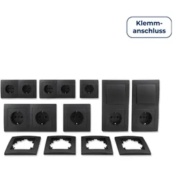 Schalter und Steckdosen Set McPower Flair ''Niveau Profi'' 23-teilig, anthrazit