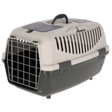 Kerbl Transportbox Gulliver (Box für Katzen/Kleintiere, mit Metalltür + Vorrichtung für Autosicherheitsgurt, Farbe hellgrau/dunkelgrau)