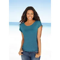 LASCANA Kurzarmshirt Damen petrol-gemustert, schwarz Gr.44/46