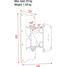 Showgear Speaker Wall Mount 30°x160° Neigung und Drehung