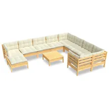 vidaXL 11-tlg. Loungeset creme Kiefernholz