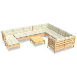 vidaXL 11-tlg. Loungeset creme Kiefernholz