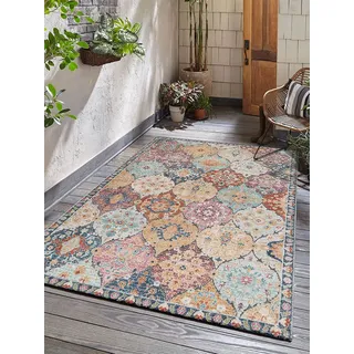 The CarPET Palma - Outdoor Teppich wetterfest – Balkon Teppich, Terrasse & Garten – UV-beständig, pflegeleicht, Indoor Outdoor Teppich, Mehrfarbig, Bunt, 160 x 230 cm