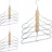 Relaxdays 3 x Mehrfach Kleiderbügel, platzsparend, je 4 Hemdenbügel mit Hosensteg, Holz, Metall, Antirutschbügel, Natur/grau
