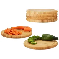 Relaxdays Frühstücksbrettchen Holz 12 Ø 30 cm Braun