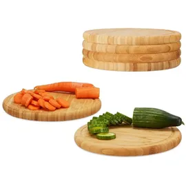 Relaxdays Frühstücksbrettchen Holz 12 Ø 30 cm Braun