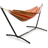 LACESTONE Hängematte mit Gestell Hängeliege Relaxliege Outdoor Indoor 180x140 bis 120Kg Gestreift