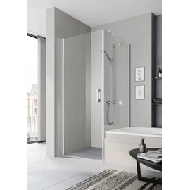 Kermi Pega Seitenwand vrekürzt neben Badewanne PETVO09016VUK 90x160cm, silber hochglanz ESG Opaco, auf Duschwanne