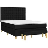 vidaXL Boxspringbett mit Matratze Schwarz 140x200 cm Stoff