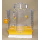 Vogelkäfig,Wellensittichkäfig,Exotenkäfig,60 cm Vogelkäfig Super Trouper Vogelbauer Wellensittich Kanarien Voliere Vogelhaus Käfig IZA 2 II in gelb + 3x GRATIS