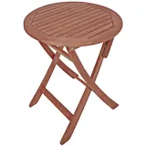 Gardenson Gartentisch, Braun, Holz, Eukalyptusholz, Hartholz, rund, eckig, X-Form, 73x70x70 cm, gastro- und objekttauglich, klappbar, lichtecht, regenabweisend, rostfrei, UV-beständig, wetterbeständig, platzsparend, Gartenmöbel, Gartentische, Klapptische
