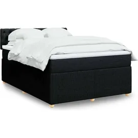 vidaXL Boxspringbett mit Matratze Schwarz 140x200 cm Stoff