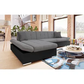 Mirjan24 Ecksofa Montana mit Regulierbare Armlehnen, L-Form Sofa vom Hersteller (Soft 011 + Lux 05 + Lux 06, Seite: Links) - Grau