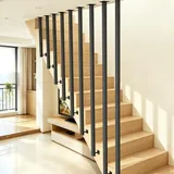 Handläufe für Treppen, Treppengeländer innen schwarz eckig, Modern Treppenspindeln Geländerpfosten, L-förmiges Treppengeländer, Zusammensetzbares Handlauf für Flure Wohnungen Villen (100cm)