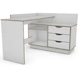 byLIVING Winkelschreibtisch Belfast/Rechts oder Links montierbar / 3 Schubkästen/Weiß - Kanten in Sonoma Eiche/Bürotisch/Eckschreibtisch/Schreibtisch/B 129 cm rechts