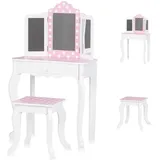 Chipolino Schminktisch Kinder Schminktisch aus Holz Hocker Spiegel Schublade weiß